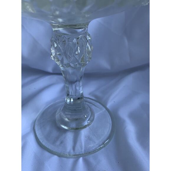 Indiana Glass Diamond Point Compote Vintage Pedestal Bowl Candy Dish - Picture 11 of 16